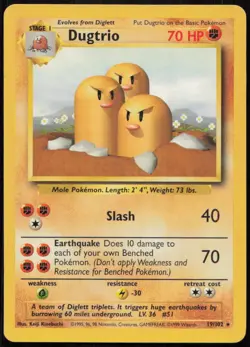 Dugtrio 19/102 LP Base Set Unlimited Rare Pokemon - Image 1