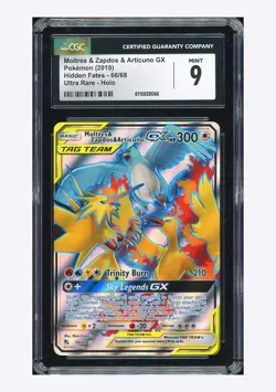 Pokemon CGC 9 Moltres & Zapdos & Articuno GX Ultra Rare 2019 66/68 HF English - Image 1