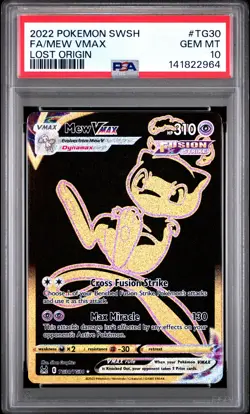 2022 POKEMON SWORD & SHIELD LOST ORIGIN #TG30 FULL ART/MEW VMAX PSA 10 - Image 1