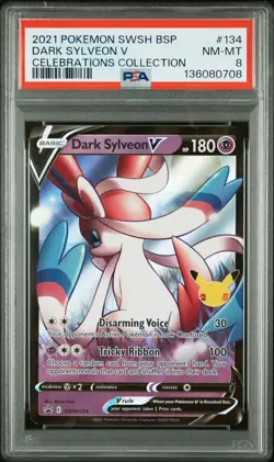 2021 POKEMON SWSH PROMO CELEBRATIONS COLLECTION #134 DARK SYLVEON V PSA 8 - Image 1