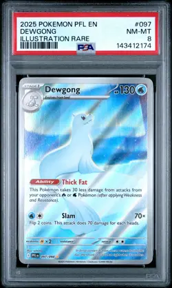 2025 POKEMON PFL EN-PHANTASMAL FLAMES ILLUSTRATION RARE #097 DEWGONG PSA 8 - Image 1
