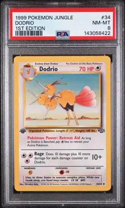 1999 POKEMON JUNGLE 1ST EDITION #34 DODRIO PSA 8 - Image 1
