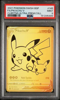 2021 POKEMON SWSH BLACK STAR PROMO #145 FULL ART/PIKACHU V PSA 9 - Image 1