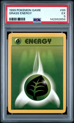 1999 POKEMON BASE SET UNLIMITED #99 GRASS ENERGY PSA 5 - Image 1