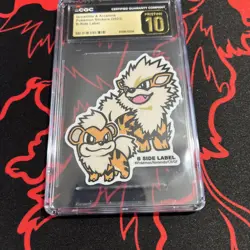 2023 POKEMON STICKERS B-SIDE LABEL GROWLITHE & ARCANINE CGC 10 PRISTINE - Image 1