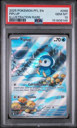 PSA 10 Piplup 098/094 Pokemon Phantasmal Flames Illustration Rare 2025 GEM MINT - Image 1