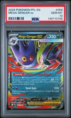 2025 POKEMON PFL EN-PHANTASMAL FLAMES #056 MEGA GENGAR EX PSA 10 - Image 1