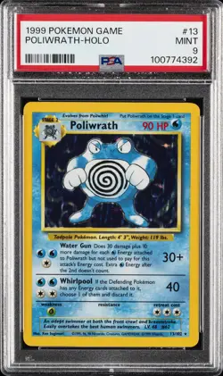 1999 POKEMON BASE SET UNLIMITED #13 POLIWRATH-HOLO PSA 9 - Image 1