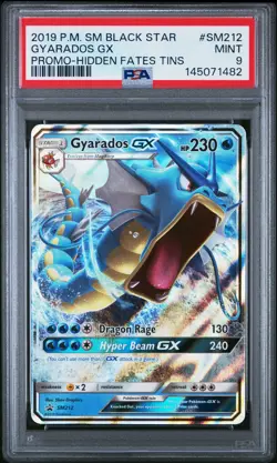 2019 POKEMON SM BLACK STAR PROMO HIDDEN FATES TINS #SM212 GYARADOS GX PSA 9 - Image 1