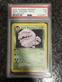 2000 Pokemon Team Rocket First Edition Dark Weezing Holo #14/82 PSA 5 - Image 1