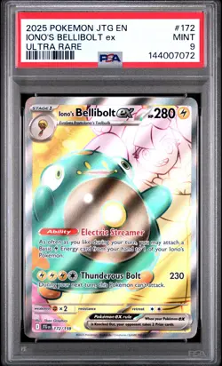 2025 POKEMON JTG EN-JOURNEY TOGETHER ULTRA RARE #172 IONO'S BELLIBOLT EX PSA 9 - Image 1