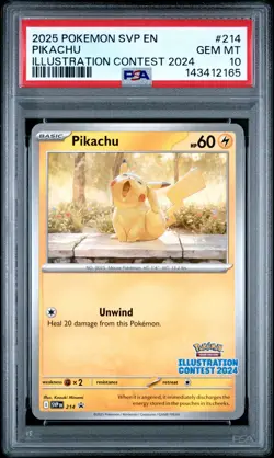 2025 POKEMON SVP EN-SV BLACK STAR PROMO ILLUSTRATION CONTEST 2024 PIKACHU PSA 10 - Image 1
