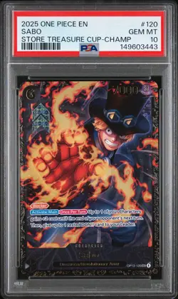 2025 ONE PIECE PROMOS STORE TREASURE CUP-CHAMPIONSHIP #120 SABO PSA 10 - Image 1