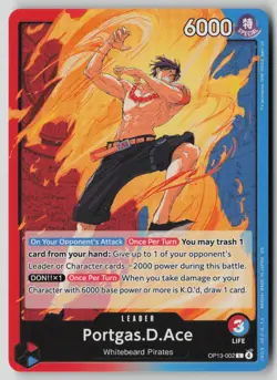 Portgas.D.Ace (002) OP13-002 One Piece Carrying On His Will Leader Near Mint - Image 1