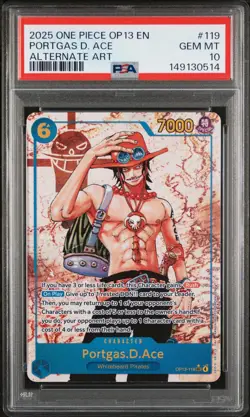 2025 ONE PIECE OP13-CARRYING ON HIS WILL ALTERNATE ART PORTGAS D. ACE PSA 10 - Image 1