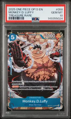 2025 ONE PIECE OP13-CARRYING ON HIS WILL TREASURE RARE MONKEY D. LUFFY PSA 10 - Image 1