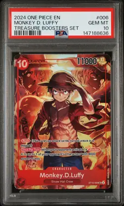 2024 ONE PIECE PROMOS TREASURE BOOSTERS SET #006 MONKEY D. LUFFY PSA 10 - Image 1
