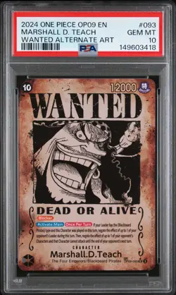 2024 ONE PIECE EMPERORS IN THE NEW WORLD WANTED ALT ART MARSHALL D. TEACH PSA 10 - Image 1