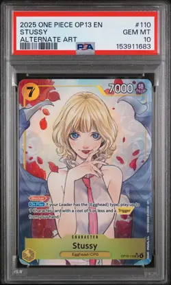 2025 ONE PIECE OP13-CARRYING ON HIS WILL ALTERNATE ART #110 STUSSY PSA 10 - Image 1