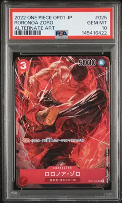 2022 ONE PIECE JPN OP01-ROMANCE DAWN ALTERNATE ART #025 RORONOA ZORO PSA 10 - Image 1