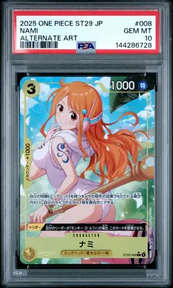 2025 ONE PIECE JPN STARTER DECK ST29-EGGHEAD ALTERNATE ART #008 NAMI PSA 10 - Image 1