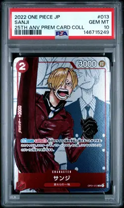2022 ONE PIECE JAPANESE 25TH ANNIVERSARY PREMIUM COLLECTION #013 SANJI PSA 10 - Image 1