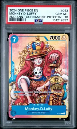 2024 ONE PIECE PROMOS 2ND ANV TOURNAMENT-PARTICIPATION MONKEY D. LUFFY PSA 10 - Image 1