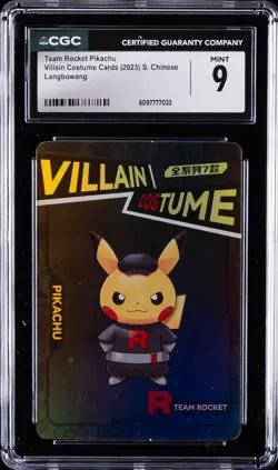 2023 VILLAIN COSTUME CARDS S. CHINESE LANGBOWANG TEAM ROCKET PIKACHU CGC 9 - Image 1