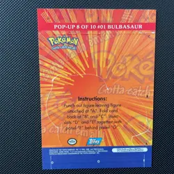 Pokemon Topps #01 Bulbasaur Card Pop-Up 8 of 10 TV Animation Series 3 - Image 2