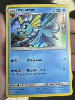 2019 Pokemon Card Vaporeon 18/68 Hidden Fates Holo Rare - Image 1