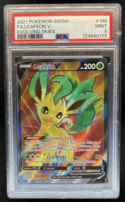 2021 Pokemon SWSH Evolving Skies Leafeon V #166/203 PSA 9 - Image 1