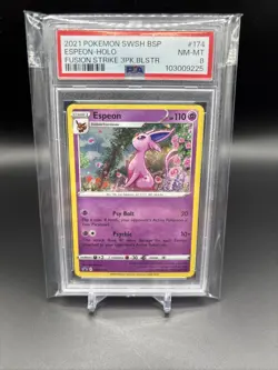 Pokemon Espeon SWSH174 Holo Black Star Promo PSA 8 with Swirl - Image 1