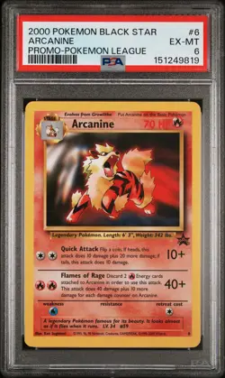 2000 POKEMON PROMO BLACK STAR POKEMON LEAGUE #6 ARCANINE PSA 6 - Image 1