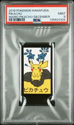 2016 POKEMON HANAFUDA MARIO PIKACHU DECEMBER PIKACHU PSA 9 - Image 1