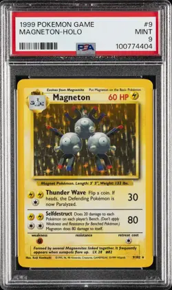 1999 POKEMON BASE SET UNLIMITED #9 MAGNETON-HOLO PSA 9 - Image 1