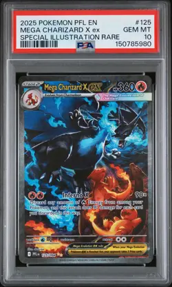 2025 POKEMON PFL SPECIAL ILLUSTRATION RARE #125 MEGA CHARIZARD X EX PSA 10 - Image 1