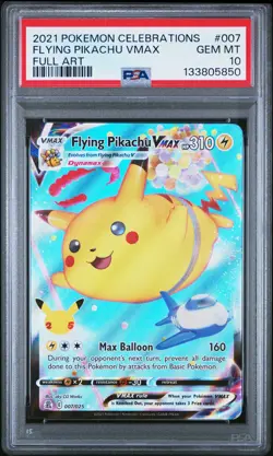 2021 POKEMON CELEBRATIONS #007 FULL ART/FLYING PIKACHU VMAX PSA 10 - Image 1