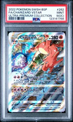 2022 POKEMON SWSH BLACK STAR PROMO #262 FULL ART/CHARIZARD VSTAR PSA 9 OC - Image 1