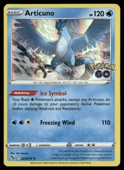 Articuno Holofoil Holo Rare Pokemon GO 024/078 NM - Image 1