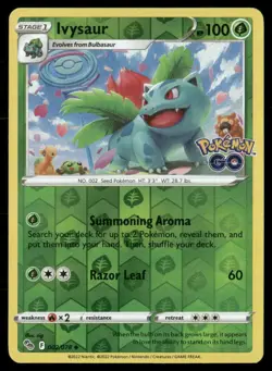 Ivysaur Reverse Holofoil Uncommon Pokemon GO 002/078 NM - Image 1