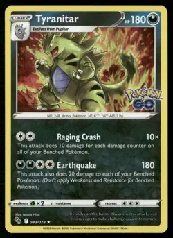 Tyranitar Holo Holo Rare Pokemon GO 043/078 NM - Image 1