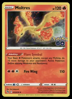 Moltres Holo Holo Rare Pokemon GO 012/078 NM - Image 1