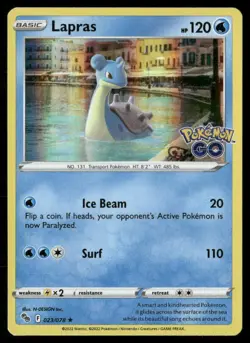 Lapras Holo Holo Rare Pokemon GO 023/078 NM - Image 1