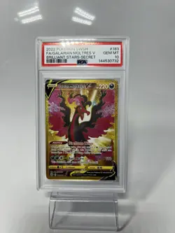 2022 POKEMON SWORD & SHIELD BRILLIANT STARS FULL ART/GALARIAN MOLTRES V PSA 10 - Image 1