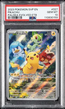 2023 POKEMON SVP EN-SV BLACK STAR PROMO #027 PIKACHU PSA 10 - Image 1
