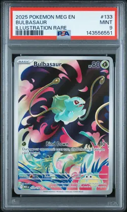 2025 POKEMON MEG EN-MEGA EVOLUTION ILLUSTRATION RARE #133 BULBASAUR PSA 9 - Image 1