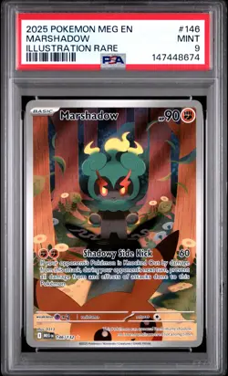 2025 POKEMON MEG EN-MEGA EVOLUTION ILLUSTRATION RARE #146 MARSHADOW PSA 9 - Image 1