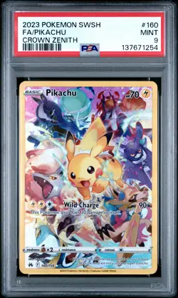 2023 POKEMON SWORD & SHIELD CROWN ZENITH #160 FULL ART/PIKACHU PSA 9 - Image 1