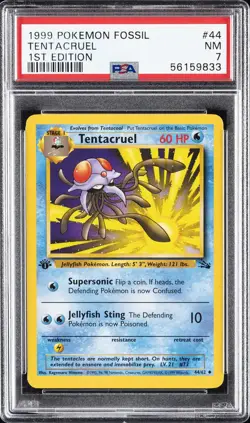 1999 POKEMON FOSSIL 1ST EDITION #44 TENTACRUEL PSA 7 - Image 1