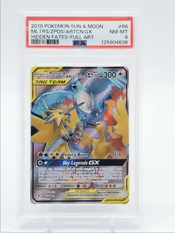 MOLTRES & ZAPDOS & ARTICUNO GX 2019 POKEMON S & M ULTRA RARE PSA 8 Q0465 - Image 1
